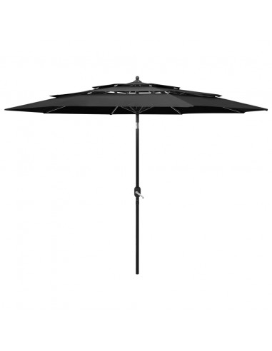 Ombrellone a 3 Livelli con Palo in Alluminio Antracite 3 m