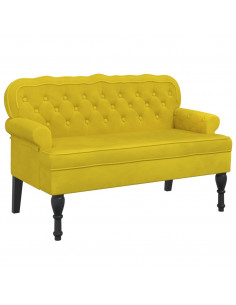 Panca con Schienale Gialla 119,5x64,5x75 cm in Velluto 2