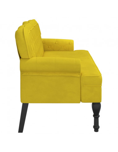 Panca con Schienale Gialla 119,5x64,5x75 cm in Velluto