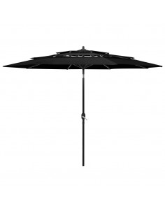 Ombrellone a 3 Livelli con Palo in Alluminio Nero 3 m 2