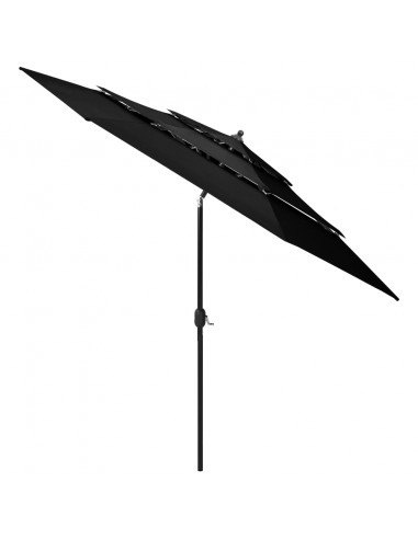 Ombrellone a 3 Livelli con Palo in Alluminio Nero 3 m