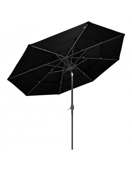 Ombrellone a 3 Livelli con Palo in Alluminio Nero 3 m