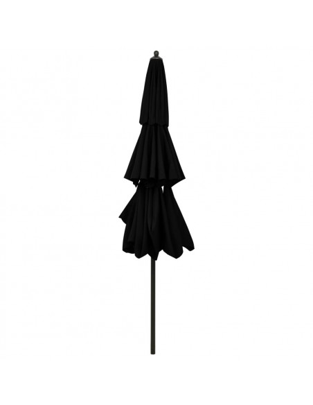 Ombrellone a 3 Livelli con Palo in Alluminio Nero 3 m