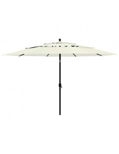 Ombrellone a 3 Livelli con Palo in Alluminio Sabbia 3,5 m