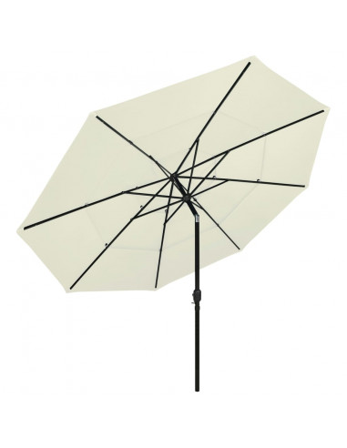 Ombrellone a 3 Livelli con Palo in Alluminio Sabbia 3,5 m