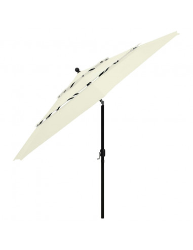 Ombrellone a 3 Livelli con Palo in Alluminio Sabbia 3,5 m