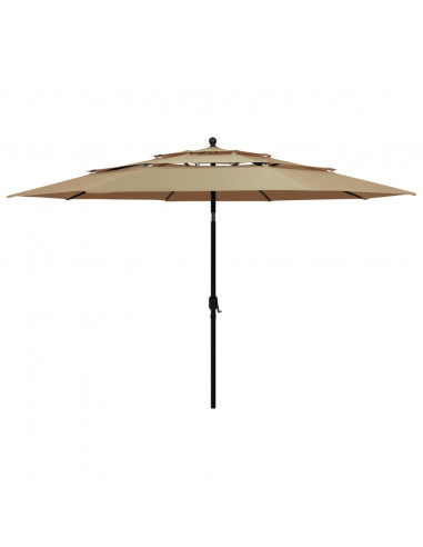 Ombrellone a 3 Livelli con Palo in Alluminio Grigio Talpa 3,5 m