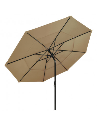 Ombrellone a 3 Livelli con Palo in Alluminio Grigio Talpa 3,5 m