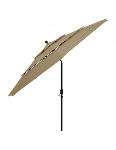 Ombrellone a 3 Livelli con Palo in Alluminio Grigio Talpa 3,5 m