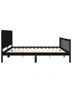 Giroletto con Testiera Nero 200x200 cm in Legno Massello 2