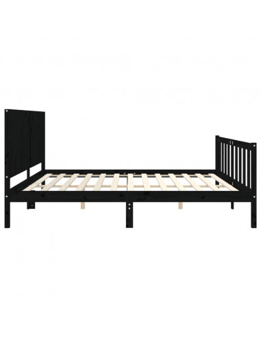 Giroletto con Testiera Nero 200x200 cm in Legno Massello