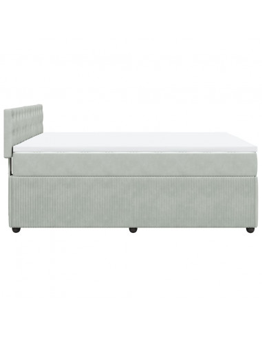 Giroletto a Molle con Materasso Grigio Chiaro 160x200cm Velluto