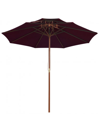 Ombrellone a Due Livelli con Palo in Legno 270 cm Rosso Bordò