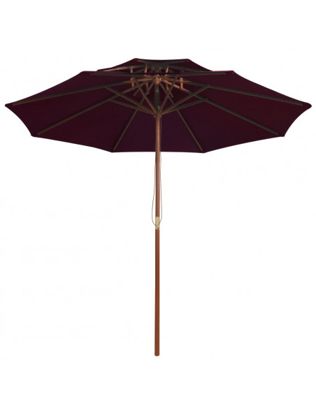 Ombrellone a Due Livelli con Palo in Legno 270 cm Rosso Bordò