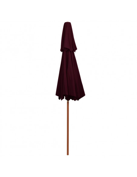 Ombrellone a Due Livelli con Palo in Legno 270 cm Rosso Bordò