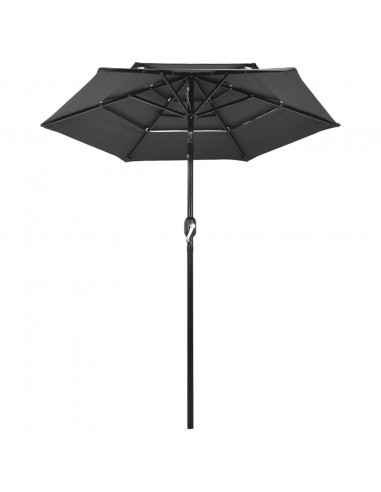 Ombrellone a 3 Livelli con Palo in Alluminio Antracite 2 m