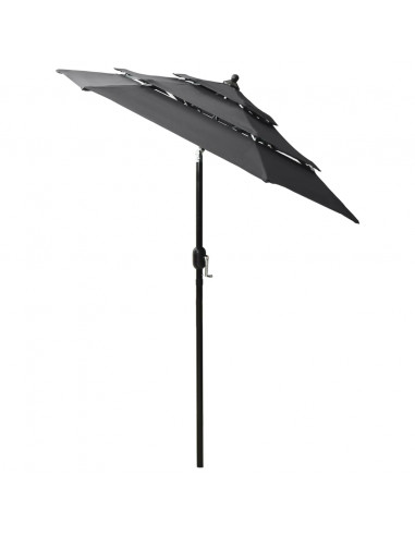 Ombrellone a 3 Livelli con Palo in Alluminio Antracite 2 m