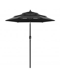 Ombrellone a 3 Livelli con Palo in Alluminio Nero 2 m 2