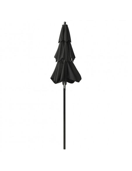 Ombrellone a 3 Livelli con Palo in Alluminio Nero 2 m