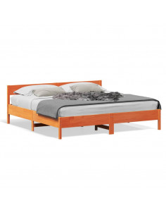 Giroletto con Testiera Marrone Cera 180x200 cm Massello Pino 2