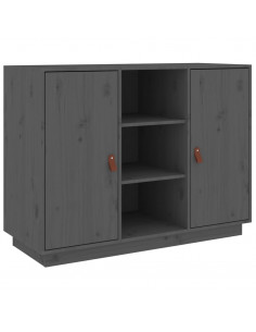 Credenza Grigia 100x40x75 cm in Legno Massello di Pino 2