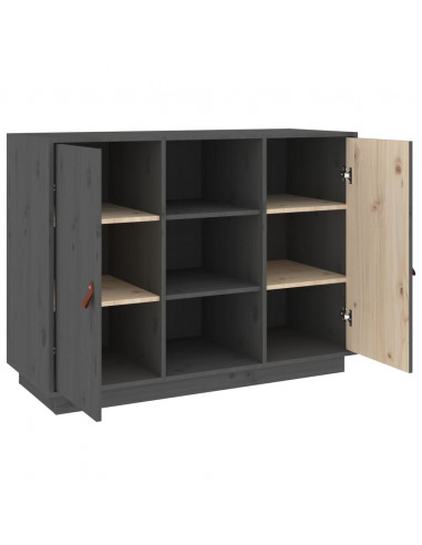 Credenza Grigia 100x40x75 cm in Legno Massello di Pino