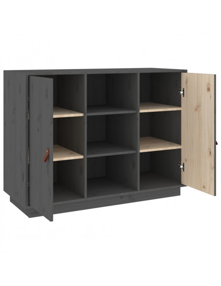 Credenza Grigia 100x40x75 cm in Legno Massello di Pino