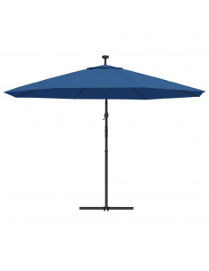 Ombrellone a Sbalzo con Palo e Luci a LED Azzurro 350 cm 2