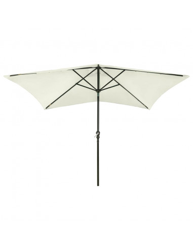 Ombrellone da Esterni con LED e Palo in Acciaio Sabbia 2x3 m