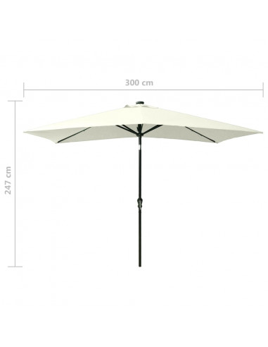 Ombrellone da Esterni con LED e Palo in Acciaio Sabbia 2x3 m
