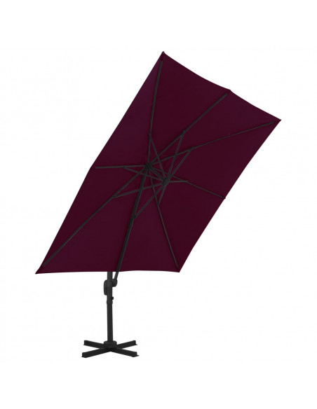 Ombrellone a Sbalzo con Palo in Alluminio 300x300cm Rosso Bordò
