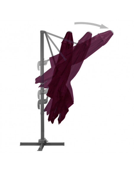 Ombrellone a Sbalzo con Palo in Alluminio 300x300cm Rosso Bordò