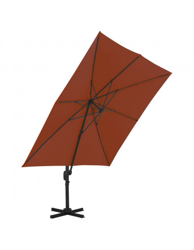 Ombrellone a Sbalzo con Palo Alluminio Terracotta 300x300 cm