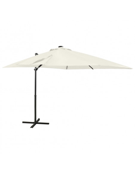 Ombrellone a Sbalzo con Palo e Luci a LED Sabbia 250 cm