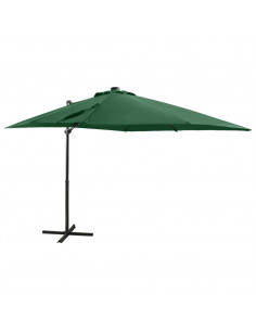 Ombrellone a Sbalzo con Palo e Luci a LED Verde 250 cm 2