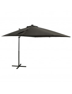 Ombrellone a Sbalzo con Palo e Luci a LED Antracite 250 cm 2