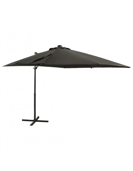 Ombrellone a Sbalzo con Palo e Luci a LED Antracite 250 cm