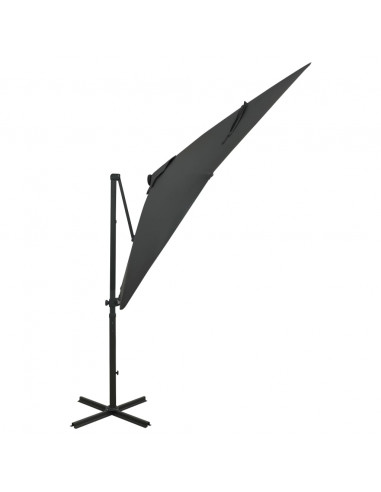 Ombrellone a Sbalzo con Palo e Luci a LED Antracite 250 cm