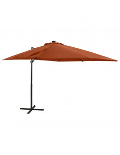 Ombrellone a Sbalzo con Palo e Luci a LED Terracotta 250 cm 2