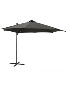 Ombrellone a Sbalzo con Palo e Luci a LED Antracite 300 cm 2