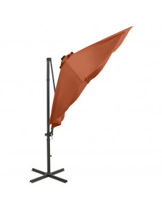 Ombrellone a Sbalzo con Palo e Luci a LED Terracotta 300 cm 2