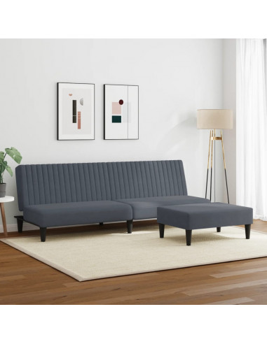 Set di Divani 2 pz Grigio Scuro in Velluto