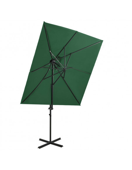 Ombrellone a Sbalzo con Doppia Copertura 250x250 cm Verde
