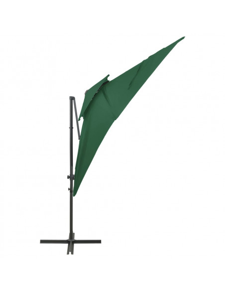 Ombrellone a Sbalzo con Doppia Copertura 250x250 cm Verde