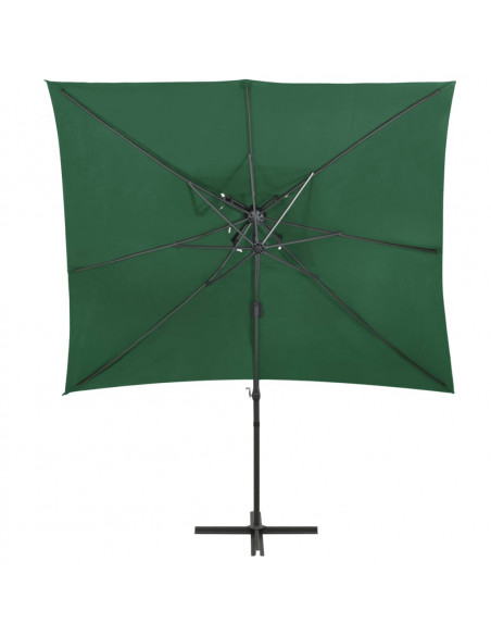 Ombrellone a Sbalzo con Doppia Copertura 250x250 cm Verde