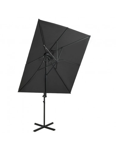 Ombrellone a Sbalzo con Doppia Copertura Antracite 250x250 cm
