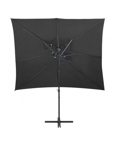 Ombrellone a Sbalzo con Doppia Copertura Antracite 250x250 cm