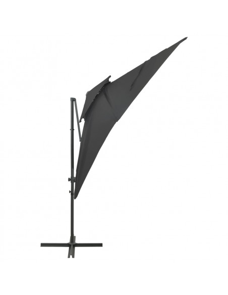 Ombrellone a Sbalzo con Doppia Copertura Antracite 250x250 cm