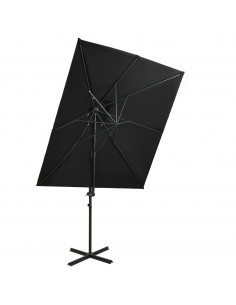 Ombrellone a Sbalzo con Doppia Copertura 250x250 cm Nero 2