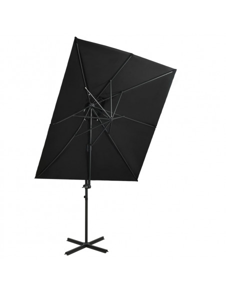 Ombrellone a Sbalzo con Doppia Copertura 250x250 cm Nero